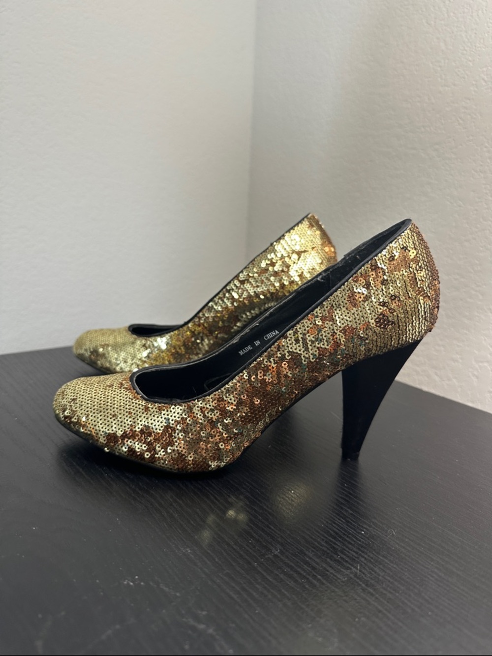 Gold and Bronze Sequin Shoes